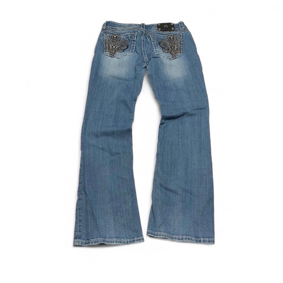 Miss Me Denim - Miss Me Bootcut Jeans Size 30 Fleur De Lis Studded Medium Wash JP5182B10 Blue